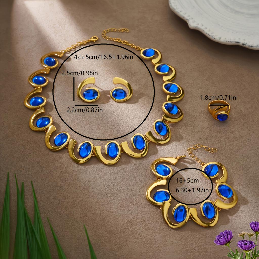 Европейский и Американский Элегантный Геометрический Спиральный Улитка Браслет Ожерелье Серьги-Гвоздики Набор Ретро Персонализированные Женские Украшения