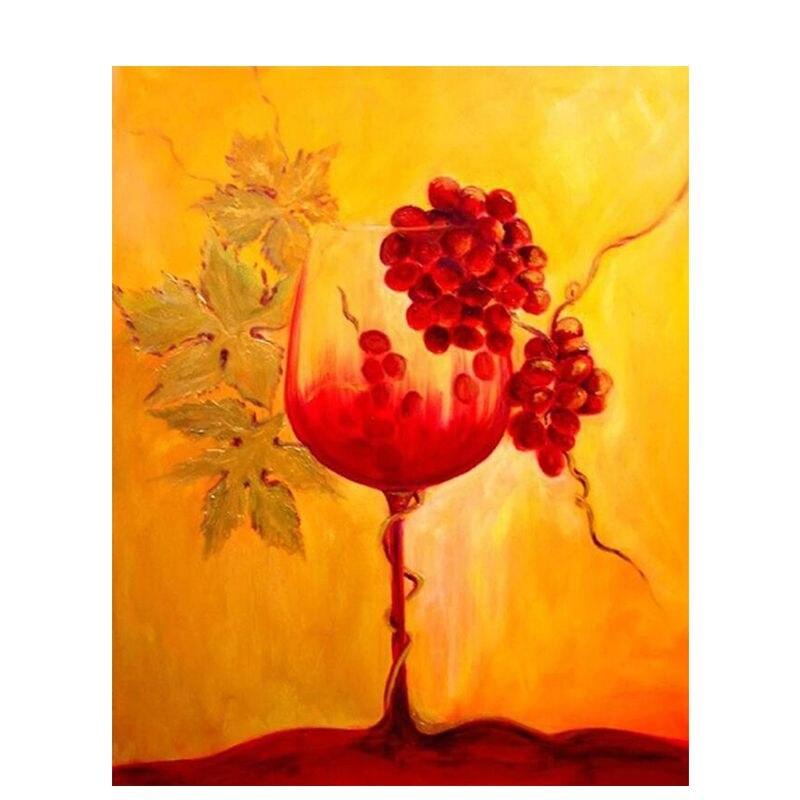 Diamond Painting Fruit Full Round Round Kit 5D Diy Diamond Embroidery Mosaic Red Wine Decorations Home