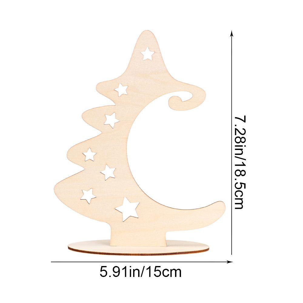 Home Decorations Star Xmas Tree Christmas Ornaments Christmas Tree Crafts with Stand Wood Slices