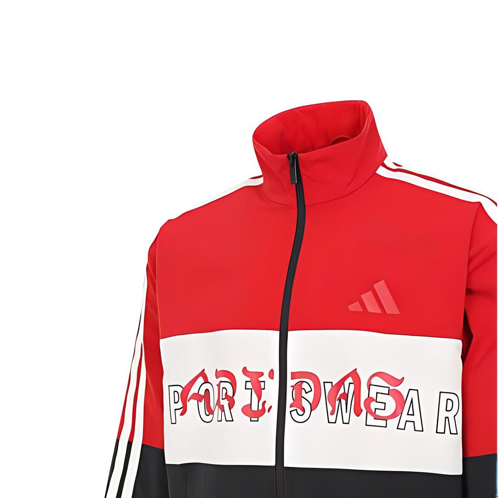 adidas Мужская повседневная спортивная куртка в стиле колор-блок (красный, белый, черный) KA9750