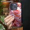 Phone case: 2D flat design, suitable for iPhone 18, 17, 16, 15, 14, 13Pro, color silver protective case, couple style, pink and white rose, Christmas 