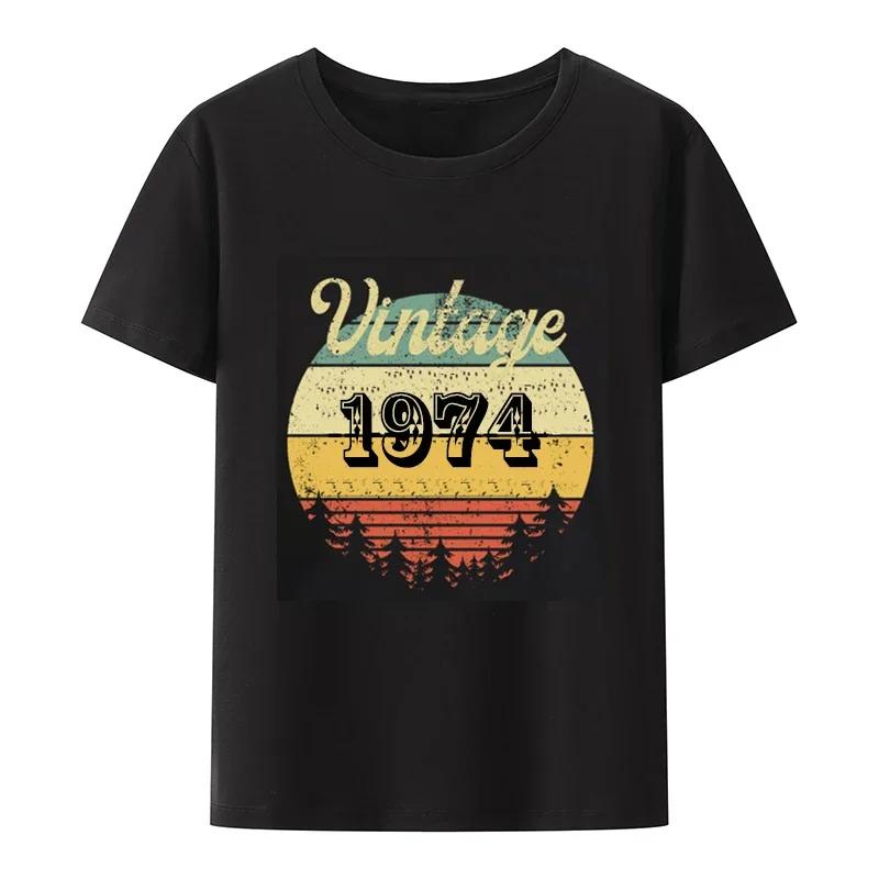 2024 Унисекс Летние топы Футболка Винтаж 49th Birthday 1974 Футболка ограниченного тиража для женщин Подарки на год Уличная одежда