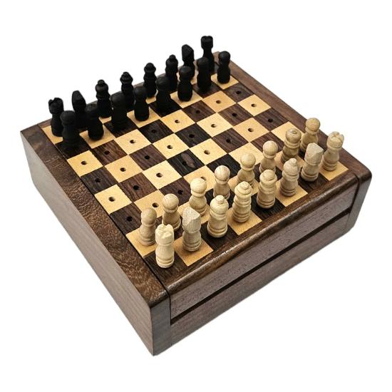 Мини-деревянные шахматы ручной работы ручной работы, винтажный шахматный набор для путешественников, старинная деревянная шахматная доска, уникальная мини-портативная копия шахматной доски