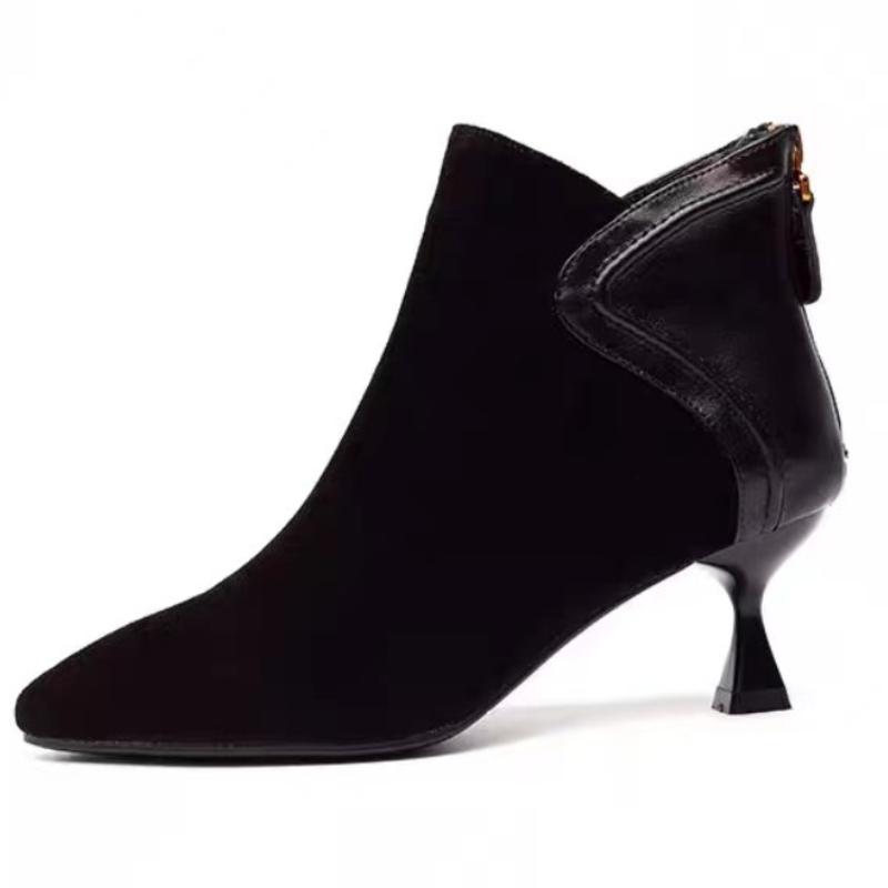 Модные остроносые ботинки из эластичной искусственной кожи, короткие туфли для женщин, элегантные ботильоны на низком каблуке, осенние однотонные женские ботинки