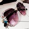 2023 Women's Rhinestone Sunglasses: UV Protection, Round Face Slimming, Trendy Korean Style