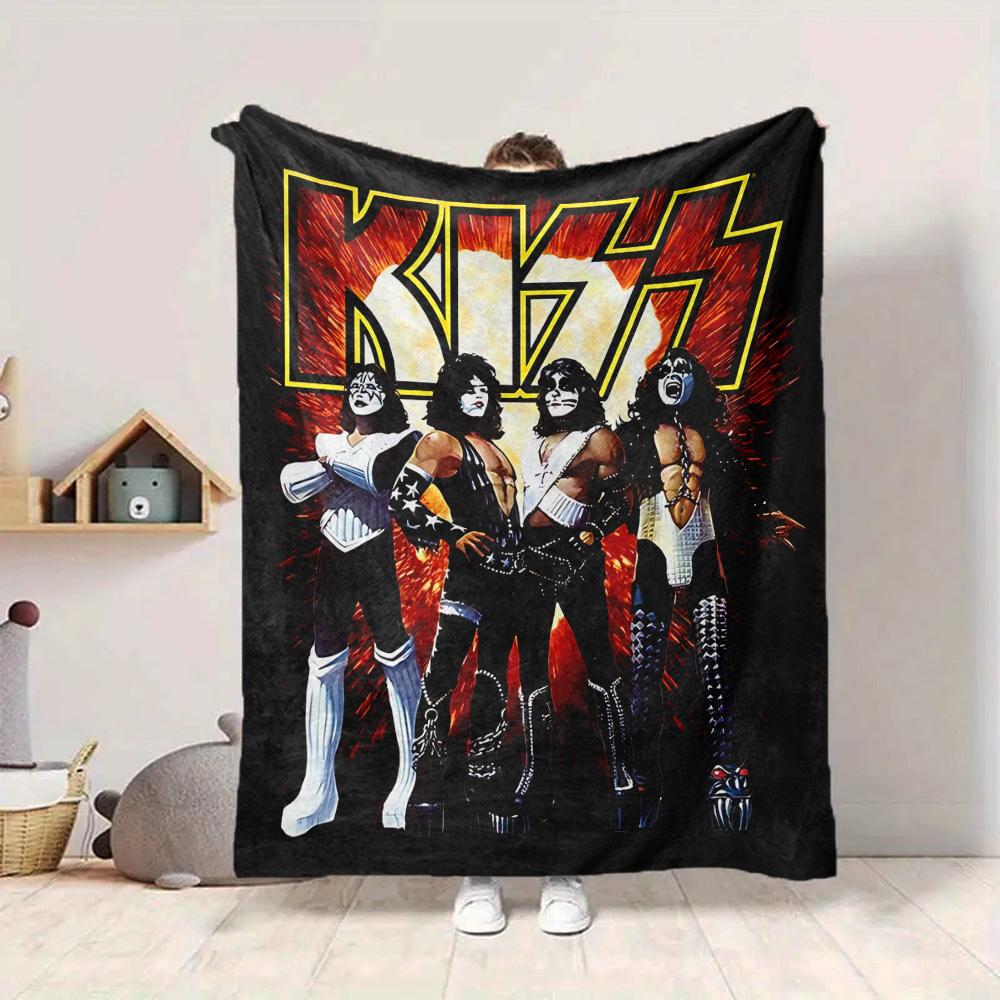 1pc KISS Band Soft Skin-Friendly Flannel Blanket with Digital Printing, Various Sizes Available for Family, Friends, Birthday