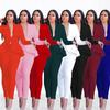 Women's Set Tracksuit Full Sleeve Ruffles Blazers Pencil Pants Suit Two Piece Set Office Lady Outfits Uniform Plus Size