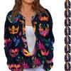 Women's Mardi Gras Print Long Sleeve Knit Cardigan Button Jacket