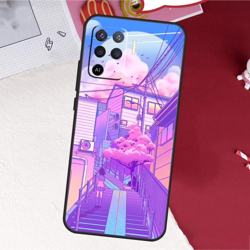 Пастельный чехол для Oppo A18 A98 A38 A58 A78 A60 A80 A40 A96 A76 A16 A94 A74 A54 A15 A17 A57 A77 A5 Pro, город Киото, Япония