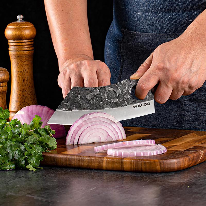 Кухонный тесак для нарезки кованый нож для мясника нож для чистки и обвалки острый поварской нож для резки мяса и рыбы кухонные инструменты с чехлом