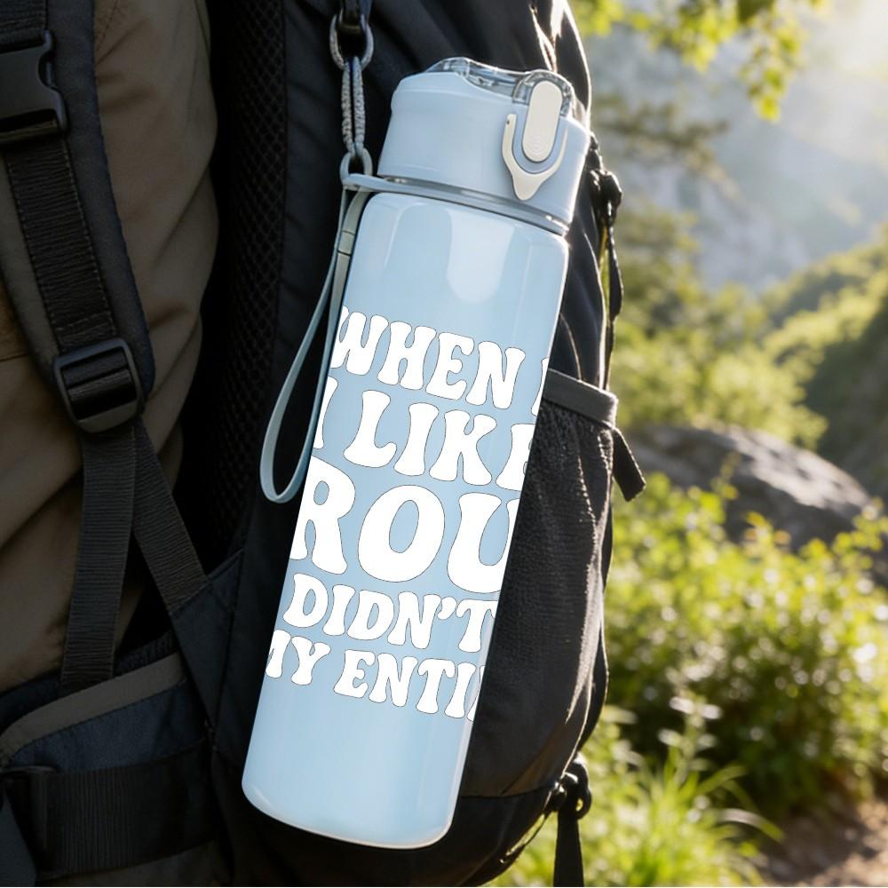 1PC When I Said I'm Stubborn White Letter Print 750ml Color Plastic Sports Water Bottle Leakproof Flip Straw Lid Suitable for Sports Office Home Use