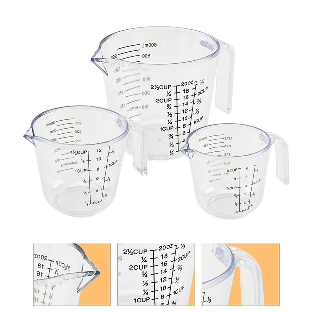 Baking Utensil Measuring Cup Set of 3 with Dual Graduated Cup Transparent Clear Scale Three-piece Suit Measuring Device
