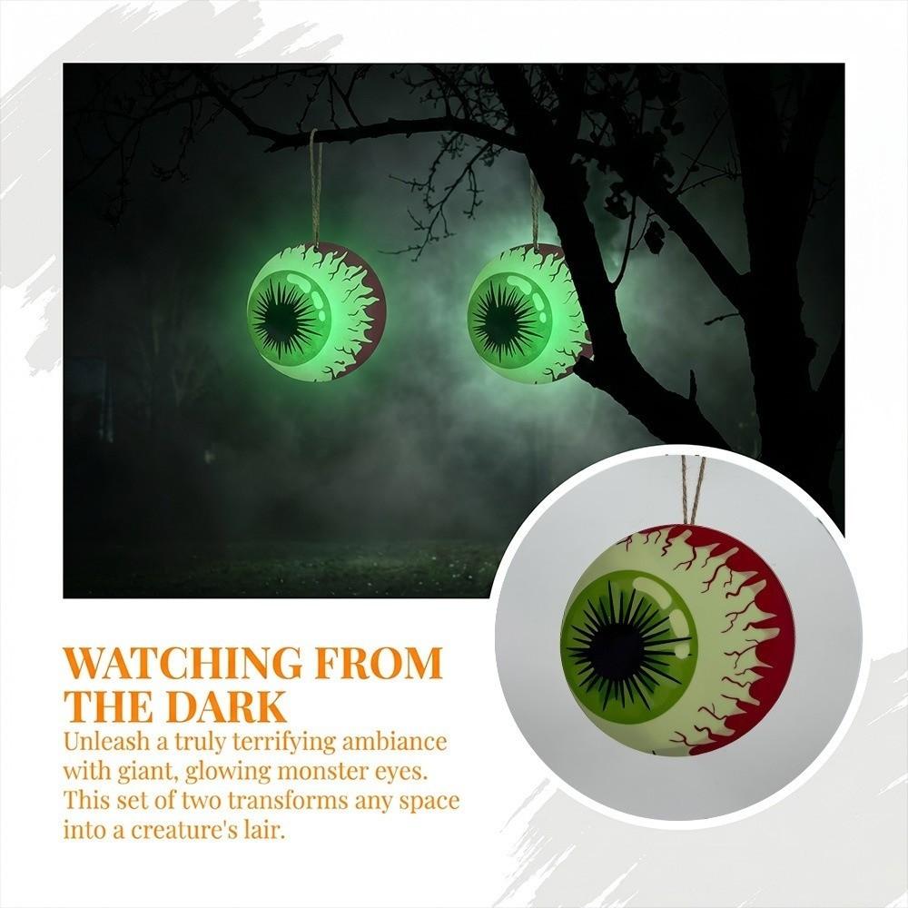 Creative Halloween Luminous Eyeball Ornament Round Wooden Cat Eyes Pendant Scene Props
