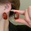 Серебряная игла ретро Гонконгский стиль капельное масло круглые серьги нишевые серьги с характером модные легкая роскошь летние женские высококлассные серьги