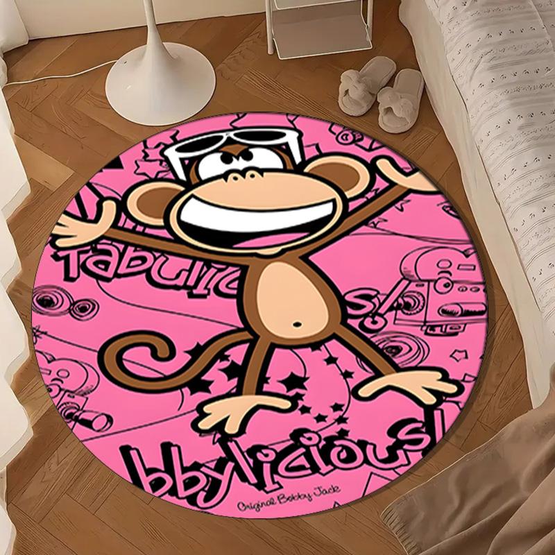 Monkey Blowing Bubble Round Rug for Livingroom,Bedroom, Palyroom, Chair Rug, Area rug, Circle Carpet, Large Size Fan Christmas gift