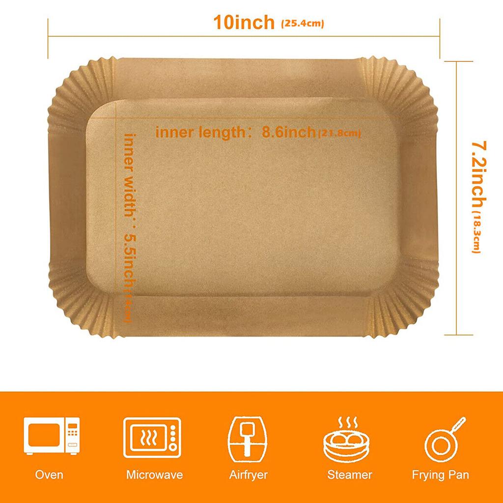 100Pcs Rectangle Disposable Airfryer Baking Paper Liner Waterproof Oilproof Non-Stick Baking Mat for Ninja Foodi Air Fryer Accessories