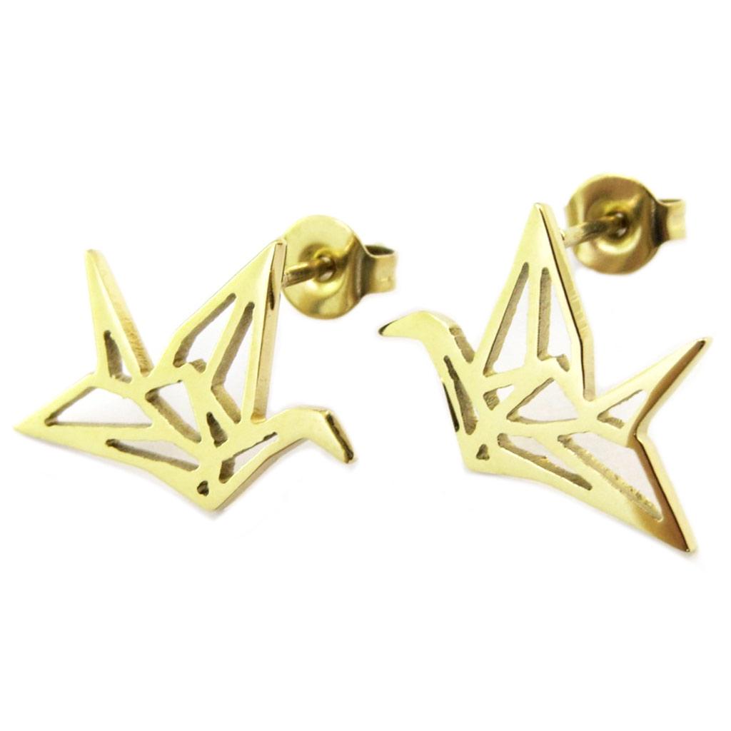 7bis [P3878] - Gold 'Origami' (bird) Steel Craft Buckles - 15x15 Mm