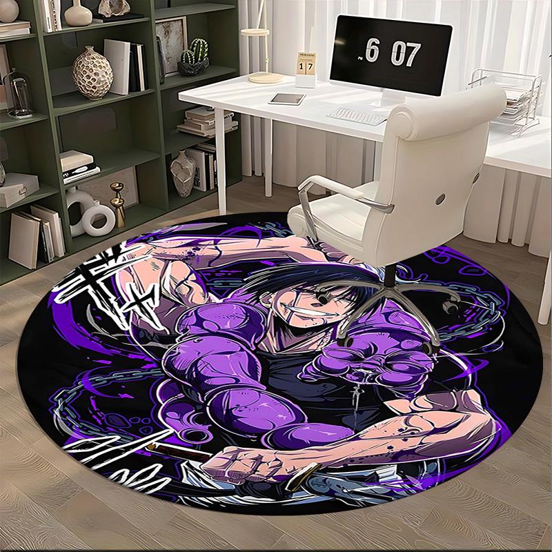 1pc My Hero Academia Shoto Todoroki Round Carpet - Anime Cartoon Design Chair Mat, Non-Slip Rug for Office, Home Decor, Living Room