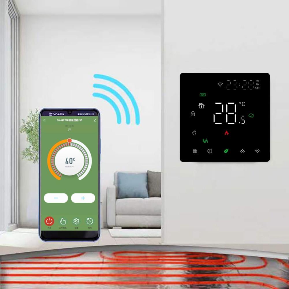 Для программируемого термостата Alexa, термостат с голосовым управлением, черный, программируемый термостат для теплого пола, поддержка нескольких комнат