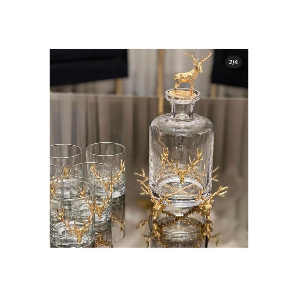 Bottle Decorative Deer Jug Carafe New Year's Presentation Gold Bottle With Deer Lid