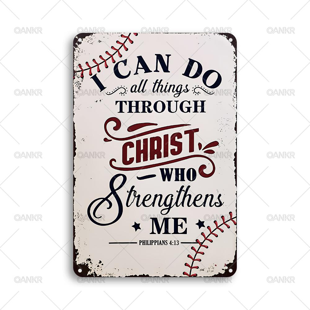 Vintage Metal Tin Sign Inspirational I Can Do All Things Through Christ Who Strengthens Me Art Poster Metal Signs for Home