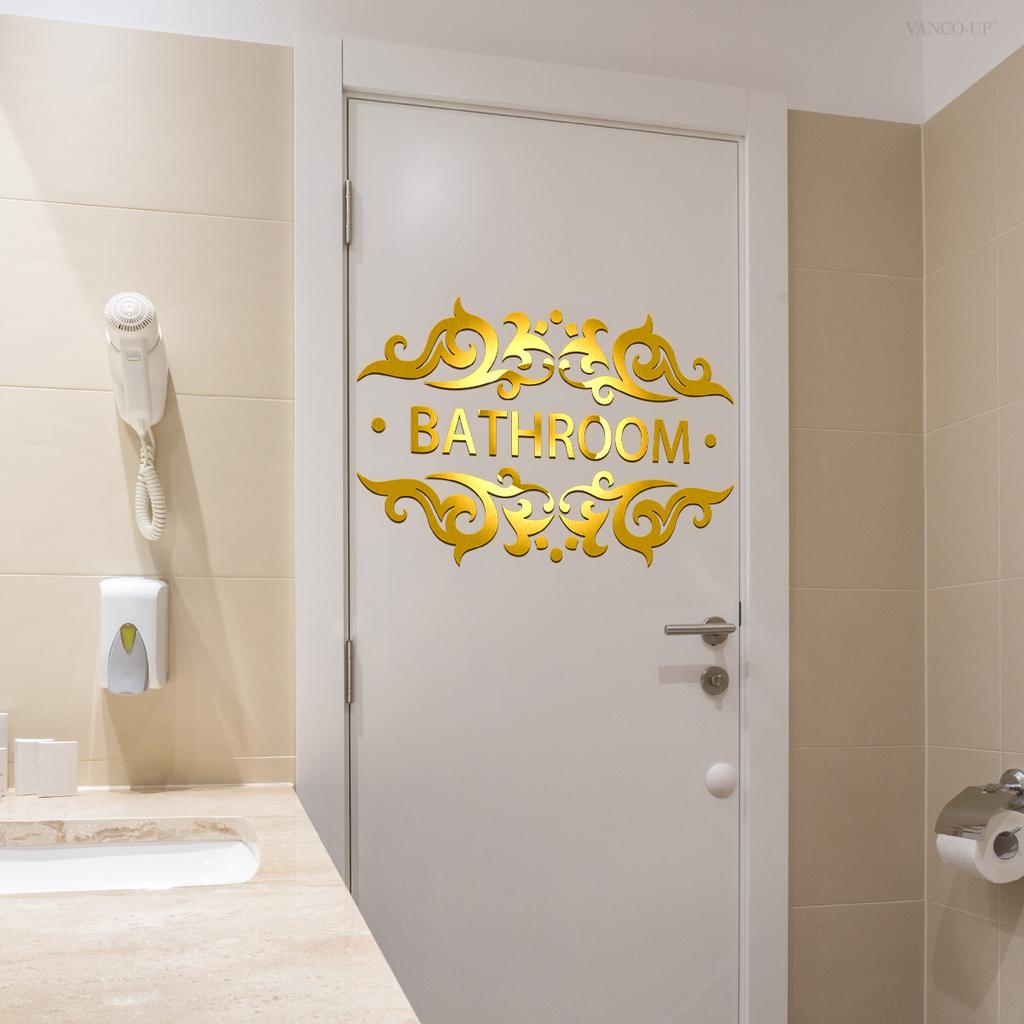 Tj12010 Расписанная вручную бронзирующая наклейка на дверь для ванной комнаты с английским узором, украшение, наклейка на стену с самоклеящейся основой для комнаты, спальни, фона