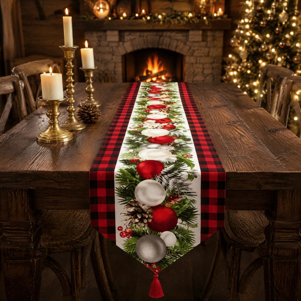 Elk Christmas Table Runner Santa Claus Merry Christmas Decorations Christmas Party