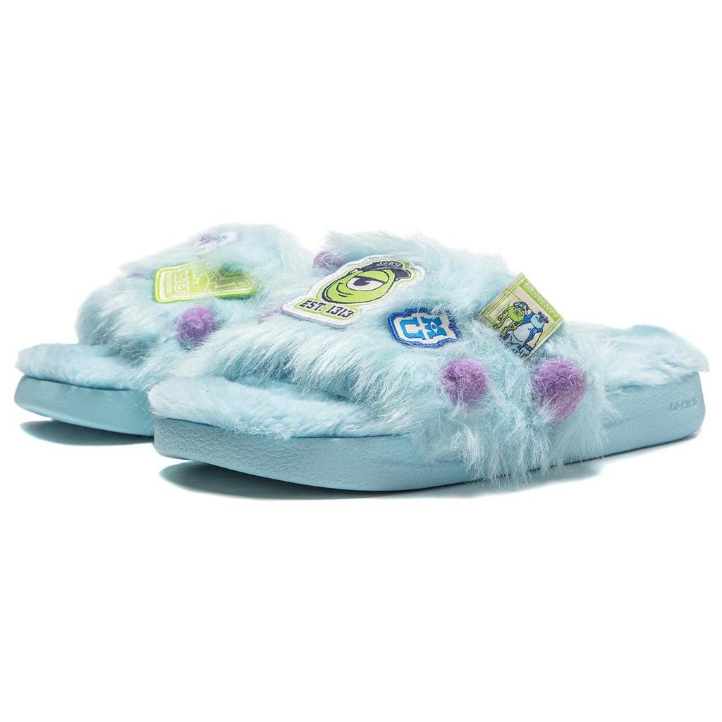 LiNing Disney Monsters University X Ln Slipper Se Fleece Comfortable Versatile Slide Sandals Women Footwear Blue AGAT024-1