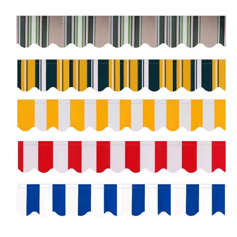 1M Retractable Patio Awning Replacement Fabric Windows Wavy Valance Durable Sunshade Canopy Cloth Waterproof Gray Beige Strips