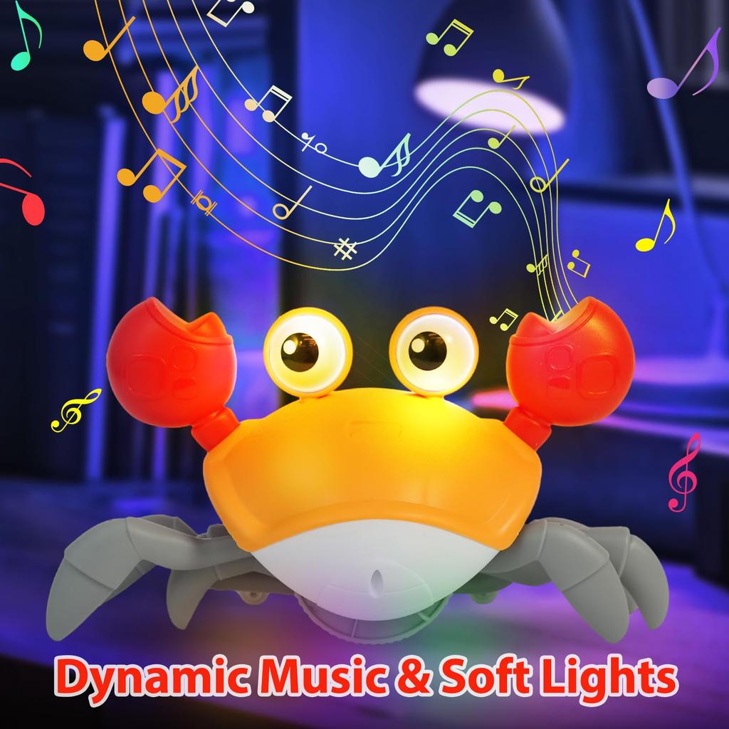 Детская игрушка «Ползающий краб» с музыкой, электронная светящаяся ползающая игрушка, автоматически избегает препятствий, подвижная игрушка для мальчиков и девочек