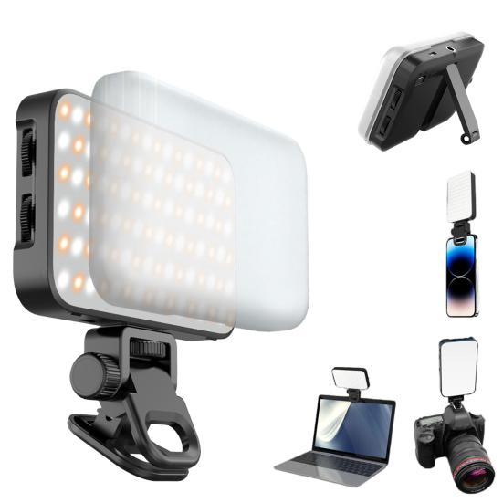 Светодиодный заполняющий свет с регулируемым кронштейном, сверхъяркий, компактный, портативный, перезаряжаемый, заполняющий свет, светильник для селфи с мягким рассеивателем