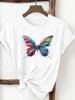 (Asian Size) Print Tee Feather Trend Style 90s Top Women Woman Fashion Clothing T Shirt  Female Short Sleeve Graphic T-shirts