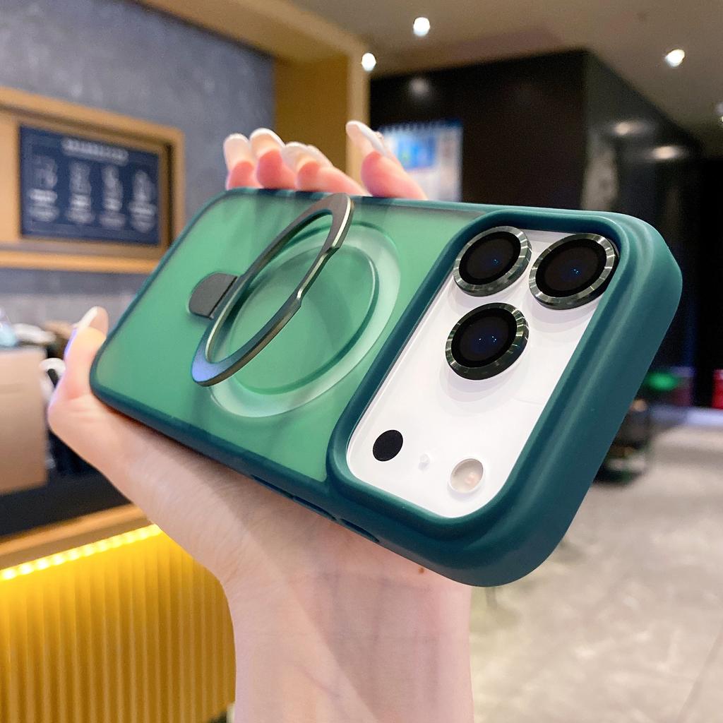 Чехол-бампер с магнитной кольцевой подставкой и защитой камеры для iPhone 17 Air 16 15 14 Plus 13 12 11 Pro Max Для беспроводной зарядки Magsafe