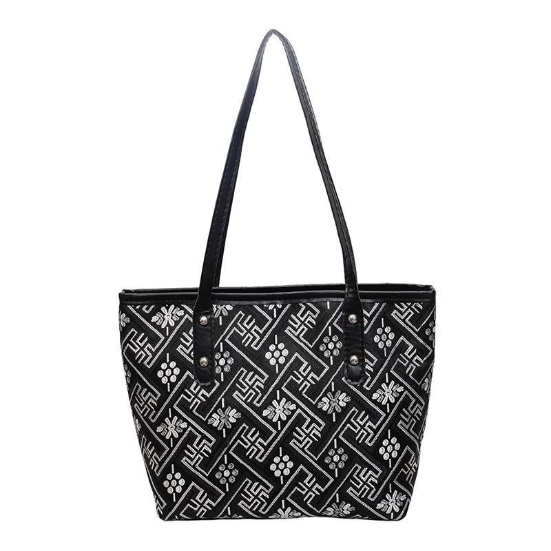 Women Fashion Large Capacity Ethnic Style Versatile Single Shoulder Tote Commuter Bag