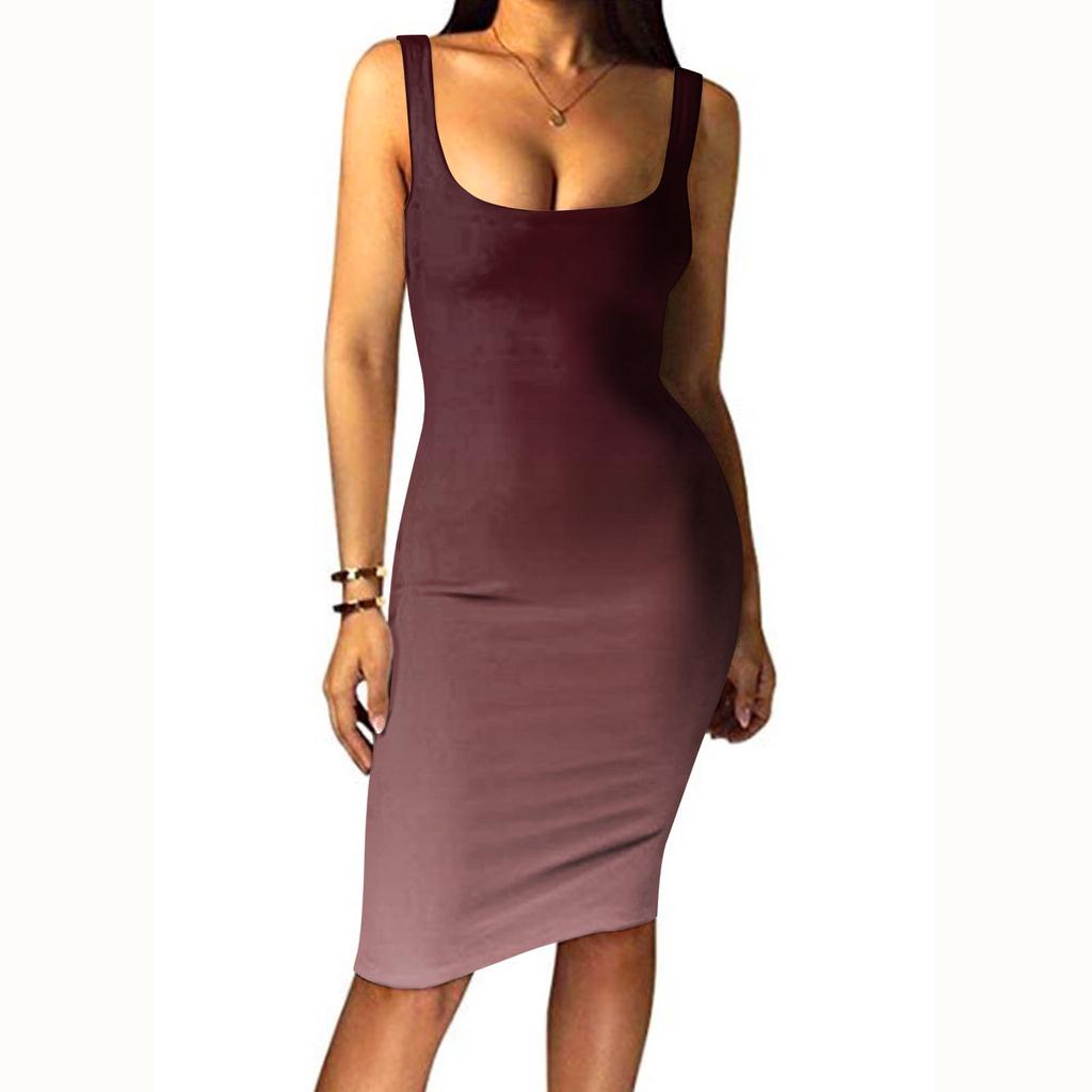 Fashion Women's Casual Color Sling Pullover Sleeveless Slim Dress