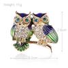 Fashionable Double Owl Brooch, Rhinestone Badge, Bird Animal Party, Casual Decoration, Chest Circumference Gift, Creative