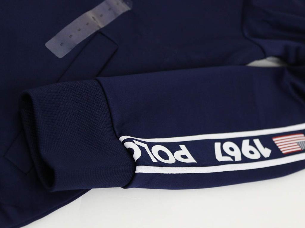 Спортивная куртка из джерси POLO Ralph Lauren с вышивкой POLO в одной точке на молнии по всей длине, SPORT, 0102823-L-NAVY [Б/У]