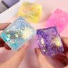 Sequins Ice Cube Squeeze Toys Creative Maltose Square Cube Quick Recovery Soft TPR Pinch Toy Squishes Block Stress Relief Fidget Toy Party Favor