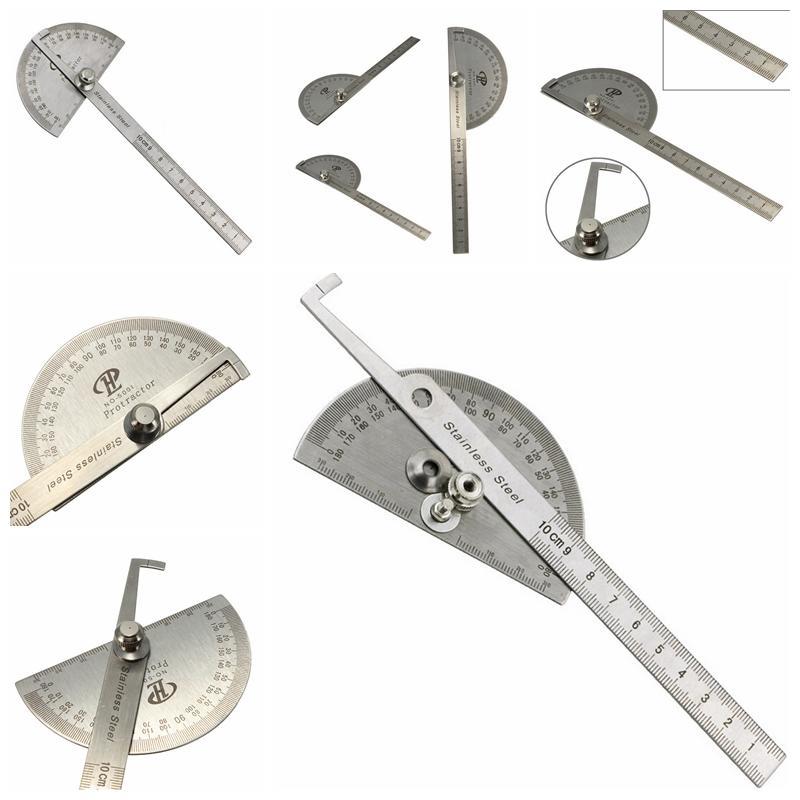 100 мм Нержавеющая сталь 0-180 градусов Стальной транспортир Угломер Линейка Измерительный инструмент