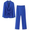 Office Lady White Blazer Suits Women Long Sleeve V Neck Sashes Blazer High Waist Wide Leg Long Pants Fashion