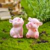 Pink Pig Home Ornament Toy Pig Miniature Resin Craft Micro Landscape Decoration Dollhouse Accessory