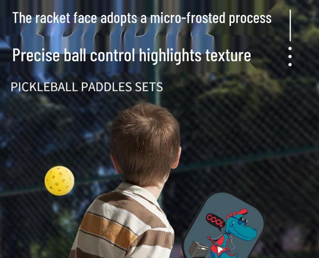 Children's Cartoon Fiberglass Pickleball Paddle Set
