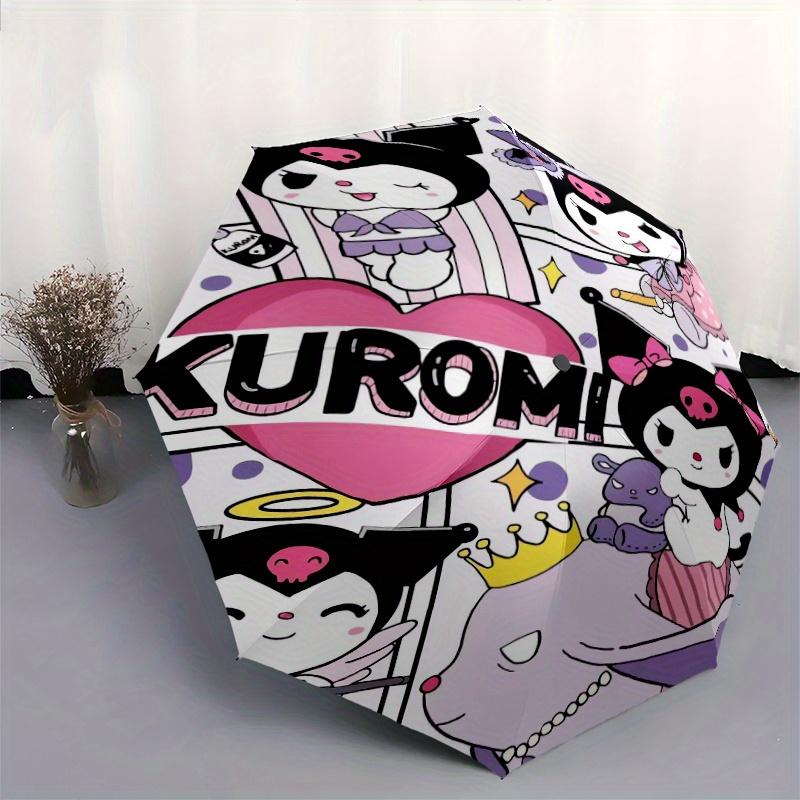 Sanrio Kuromi Design Automatic Opening and Closing Cartoon Umbrella - Lightweight 3-Fold Design, Suitable for Fans, Travel, Daily Use - Official Produ