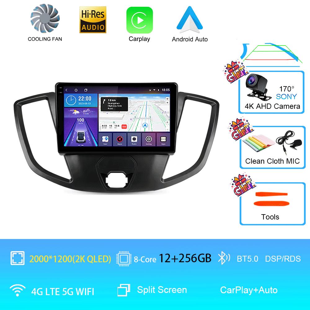 Автомобильное радио Android 14 для Ford Transit 2015 2016 2017 2018 Carplay Мультимедийный видеоплеер GPS Стерео 2din WIFI+4G BT QLED Экран