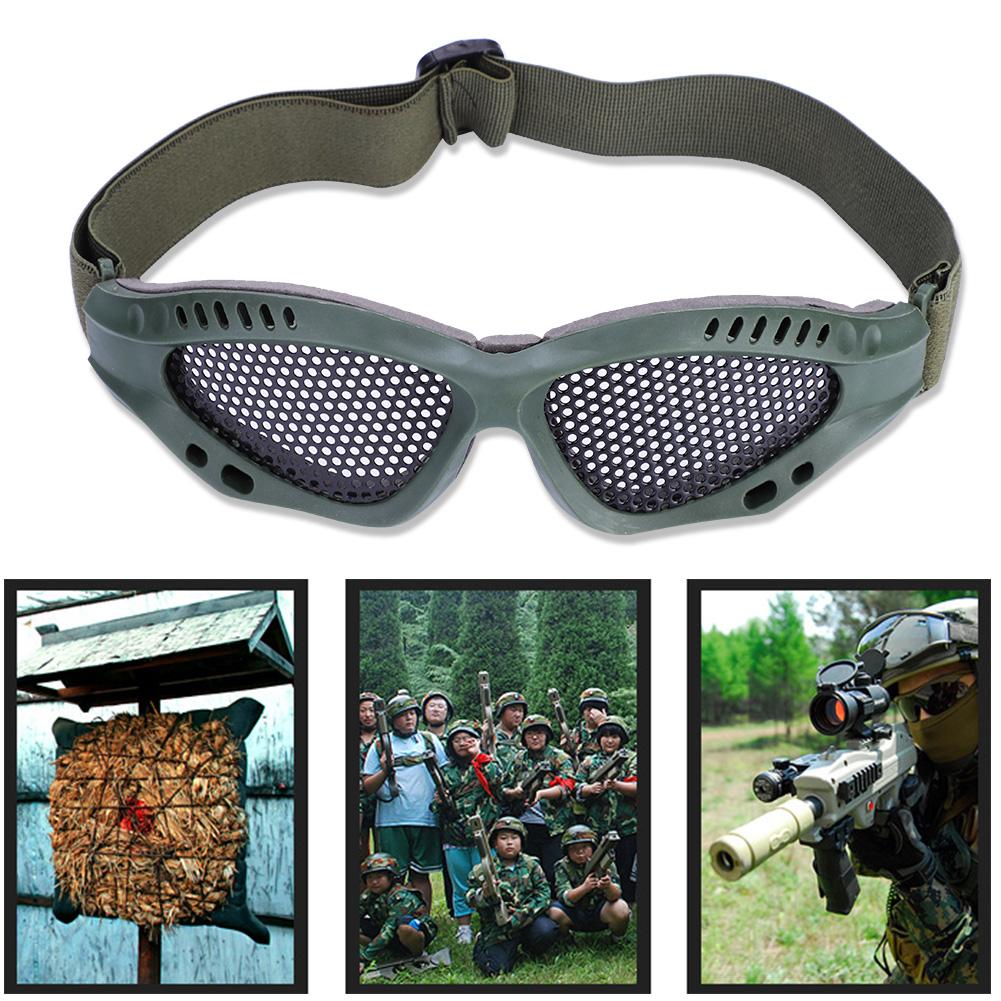 Metal Mesh Eye   CS Game Glasses With   Strap(  Green)