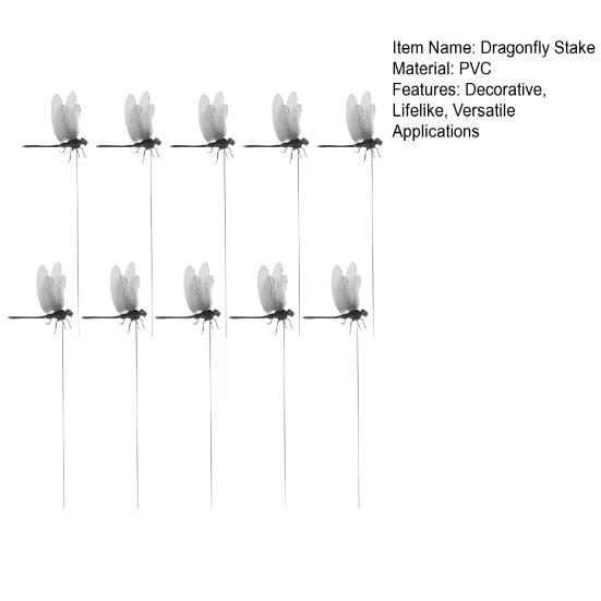 Садовые колышки Стрекоза 3D Большие колышки Стрекоза Вставка для кашпо Украшение стрекоза с палочкой для помещения улицы Оконный ящик Балкон