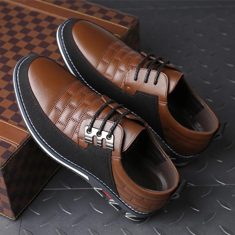 Brand Men'S Casual Shoes Fashion Classic Men'S Pu Leather Shoes Breathable Business Lace-Up Men Shoes Plus Size 38-50
