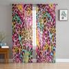 Colorful Leopard Print Window Treatment Tulle Modern Sheer Curtains for Kitchen Living Room the Bedroom Curtains Decoration