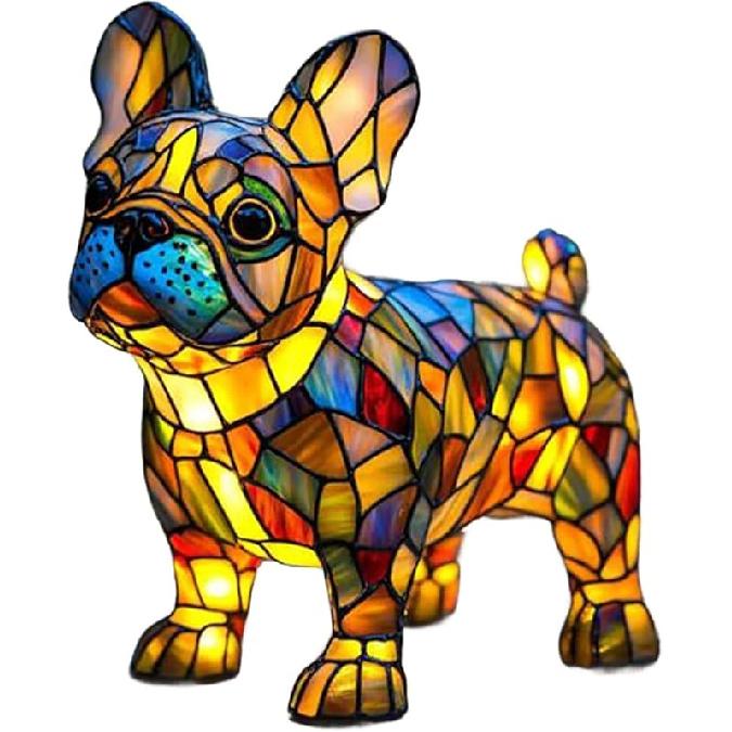 Лампа в виде корги и лампа в виде мопса:Подарки для любителей мопсов - DogSeries Art Night Light - Настольный ночник с изображением французского бульдога из окрашенной смолы - Собака из окрашенного стекла