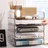 Transparent Multi-Layer Desktop File Organizer: Stackable A4 Document Rack